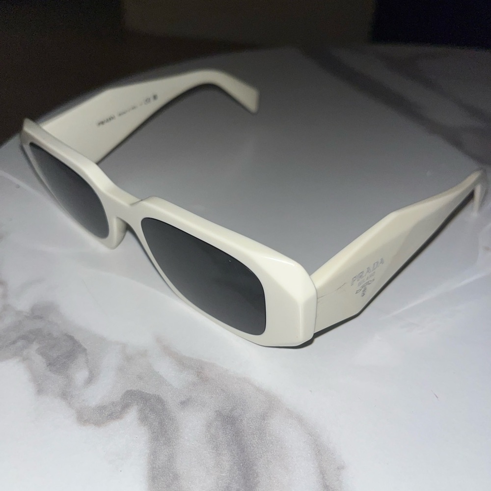 Prada White Rectangular Sunglasses - image 3